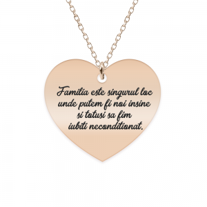 Colier argint inimioara 20 mm - personalizata cu text - placat cu aur roz